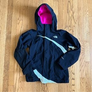 The North Face Girls Zip Up Hooded Jacket Size Large 14/16 Black White Pink